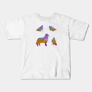 Australian Shepherd aka Aussie Dog Art With Butterflies Kids T-Shirt